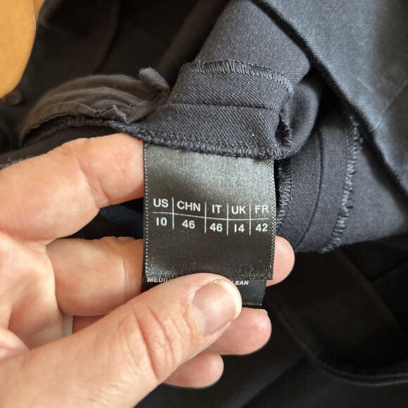 Lafayette 148 Pants 10 Medium Pleated Side Zip Crop Stretch Dark Navy Blue Work - Picture 7 of 13